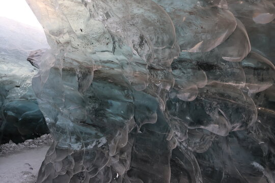 Close up texture of glacier ice in Iceland
