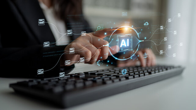 An AI-powered system for automating data workflows. The central intelligence processes and distributes information, managing complex data pipelines as shown by the surrounding code. Fermion