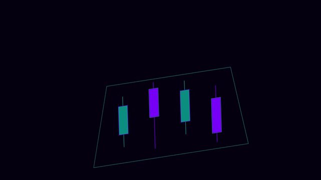 Financial candlestick chart animation: digital stock market data visualization for trading analysis and investment growth trends 4k