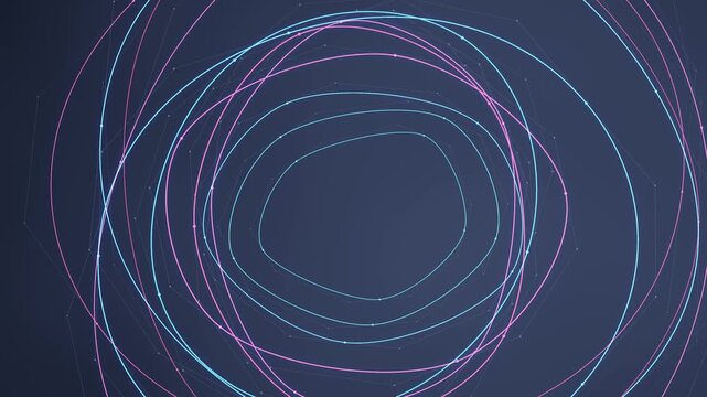 Morphing bezier curve outlines with control points and handles abstract vector motion background seamless loop in bright cyan tones