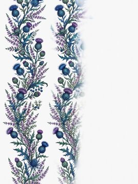 Scottish Thistle Watercolor Border Illustration