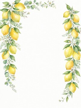 Lemon Vine Botanical Border Background