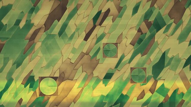 Aerial Farmland NDVI False Color Map With Drone Survey Swath And Center Pivot Irrigation Seamless Loop in deep brown tones