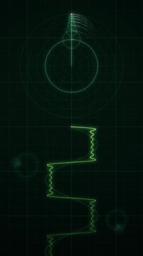 Fourier Series Epicycles Tracing a Waveform Seamless Loop in bright emerald tones vertical 9:16