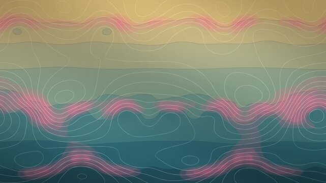 Meandering Jet Stream Rossby Waves and Cut Off Lows on a Potential Vorticity Chart, Seamless Loop in bright teal tones