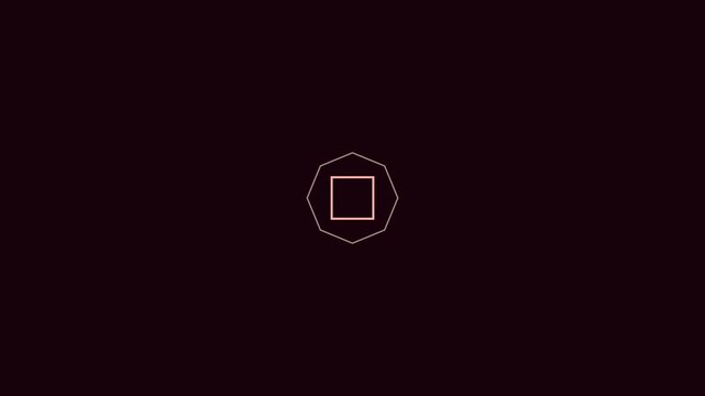 Minimalist geometric shape animation: pulsing pink octagon and diamond motion on dark 4k background