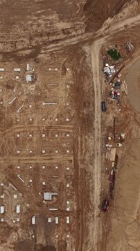 Top Down Aerial View of Foundations at Construction Site