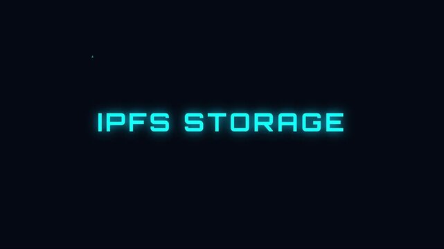 Ipfs storage neon text animation for decentralized web and blockchain technology concepts 4k web3