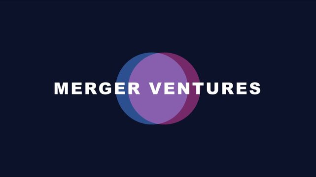 Merger ventures corporate animation with overlapping circles symbolizing business partnership and strategic growth 4k