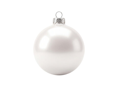 White christmas ornament bauble with smooth pearlescent finish isolated on white background ornament christmas