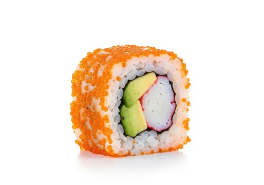 California Roll Sushi with Avocado and Crab Stick.