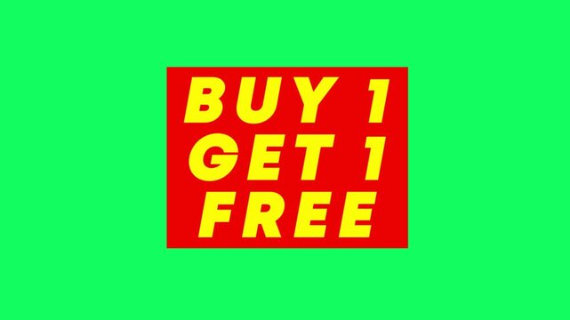 Buy 1 Get 1 Free Speech Bubble Badge Animation Green Screen