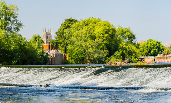 Diglis Weir,along the River Severn at Worcester,England,United Kingdom.
