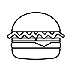 Fototapeta premium Hamburger outline icon for menu design with simple black and white line art graphic of a classic