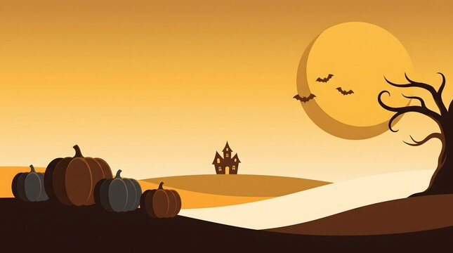 A captivating halloween scene unfolds under a radiant full moon featuring pumpkins a spooky tree and an eerie yet inviting autumnal landscape