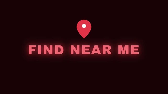 Find near me location pin animation for digital maps and navigation services 4k