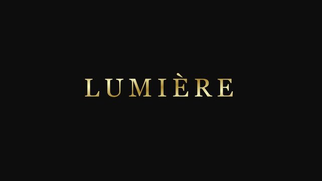 Gold lumi&egrave;re text animation on 4k black background, for luxury branding, and cinematic title sequences