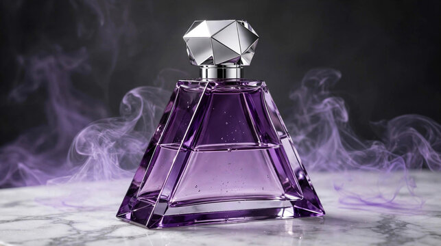 Perfume ametista prisma em formato triangular facetado roxo