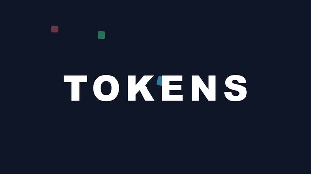 Minimalist tokens motion with floating geometric shapes on dark animation 4k background, for financial technology, and digital currency concepts