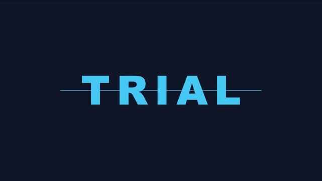 Minimalist trial text animation on dark 4k background, for business software, and subscription service marketing