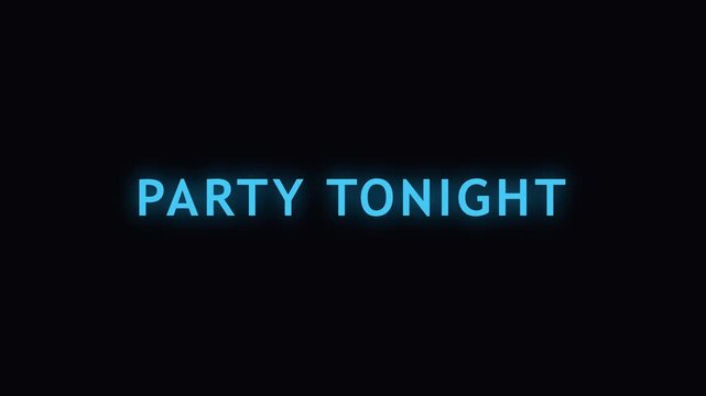 Party tonight neon sign motion for nightlife and event promotion animation 4k glowing text