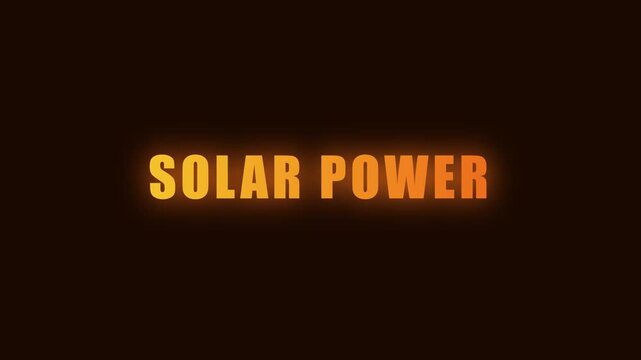 Solar power concept motion with glowing text and abstract geometric lines for renewable energy and sustainability presentations animation 4k