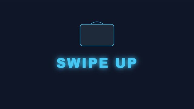 Swipe up call to action button with suitcase for social media marketing and travel app interface animation 4k