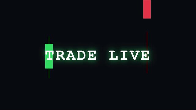 Trade live: financial market candlestick chart analysis and stock trading concept animation 4k