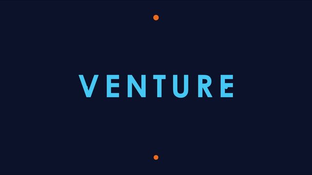 Venture motion title animation with minimalist blue typography and abstract geometric for corporate branding 4k