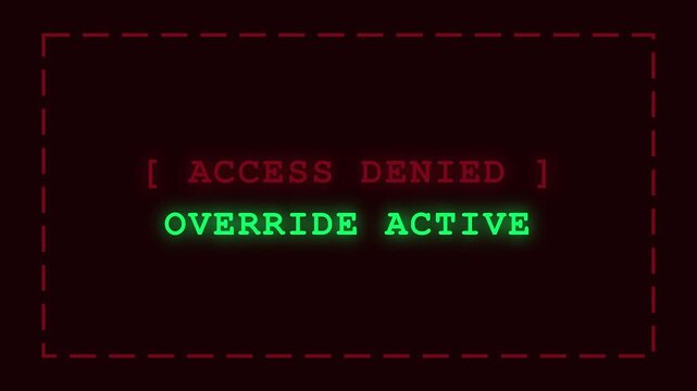 Access denied override active digital security warning interface display animation 4k