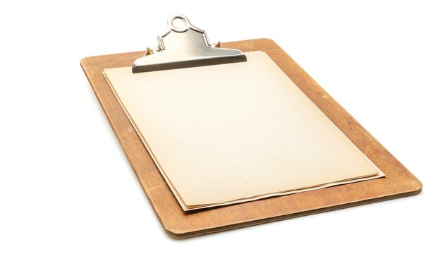 Blank Clipboard with Aged Paper and Metal Clip - A Simple Office Supply