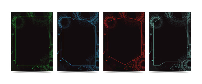 Set of four futuristic technology frame templates