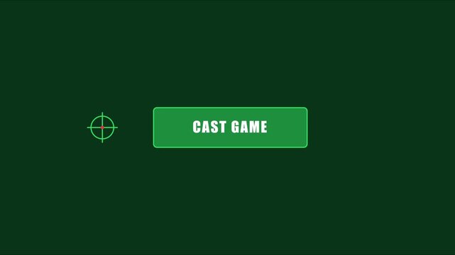 Cast game button interface with targeting crosshair overlay for interactive digital media and gaming ui animation 4k