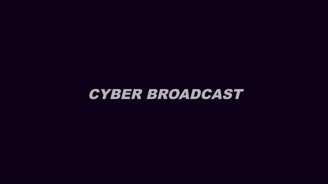 Cyber broadcast digital title card with glitch effects and futuristic typography for tech news and gaming media animation 4k