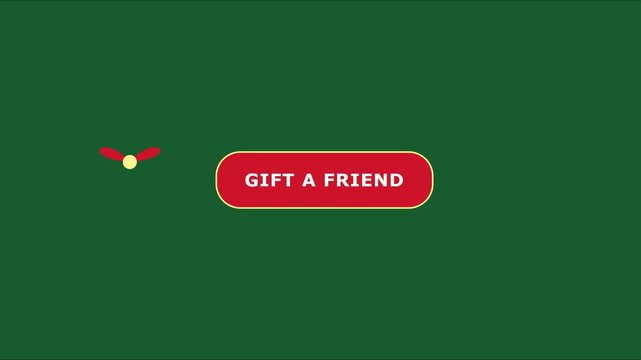 Gift a friend holiday promotion button animation on green 4k background, for christmas marketing campaigns