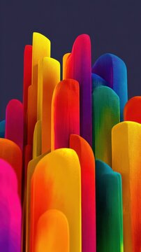 Vibrant surreal landscape forming abstract vertical background, impossible geometry, glowing colors