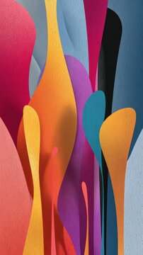 Vibrant surreal landscape forming abstract vertical background, impossible geometry, glowing colors