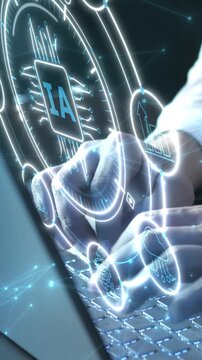 Futuristic AI interface with data visualization