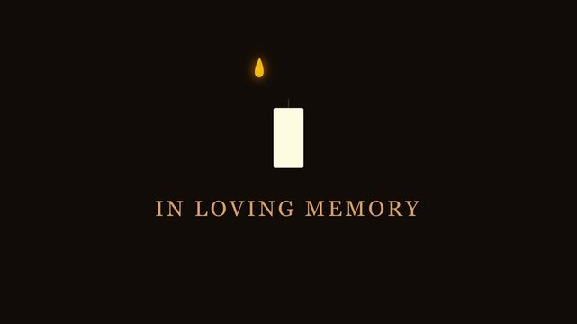 In loving memory candle animation for funeral tribute and memorial service 4k background