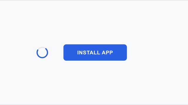 Install app button with loading spinner animation for mobile interface 4k