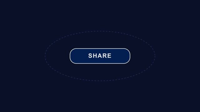 Minimalist share button animation with pulsing orbital motion for digital user interface and social media interaction 4k
