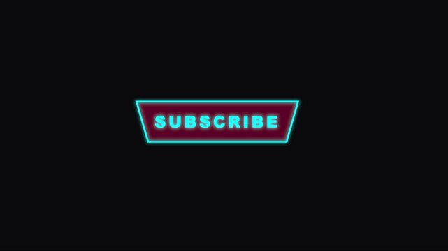 Neon subscribe button animation with glowing geometric overlay for social media channel growth 4k