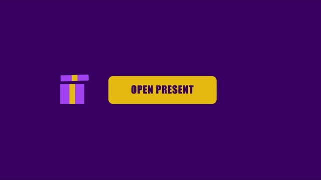 Open present button animation with gift box for digital interface and e-commerce user experience 4k