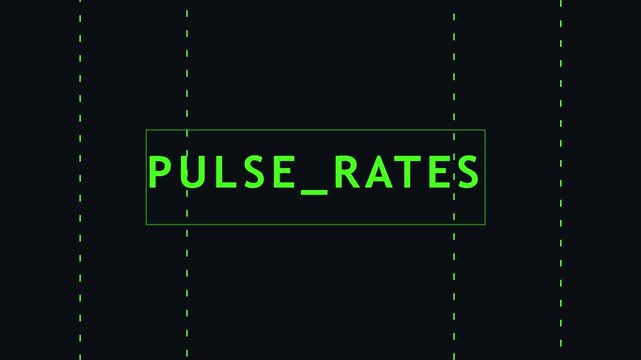 Pulse rates digital interface display with green data grid animation 4k background, for medical technology, and health monitoring analytics