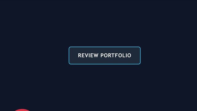 Review portfolio button with animated pie chart for business analytics and financial data visualization animation 4k