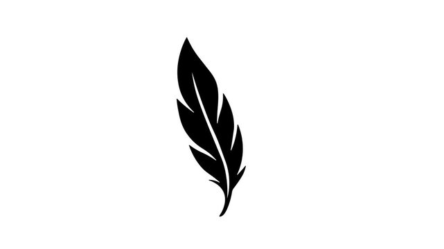 Beautiful feather animation: an illustration of a single plucked feather swaying from side to side; suitable for decoration or as an additional element for various uses; transparent background; 4K vid