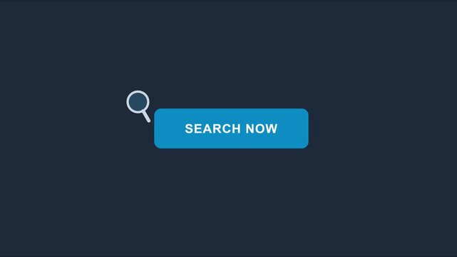 Search now button animation with magnifying glass for web ui and digital interface 4k