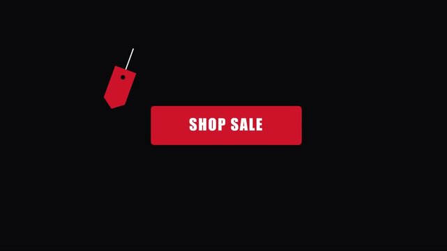 Shop sale button animation with red price tag for e-commerce marketing and retail promotion 4k