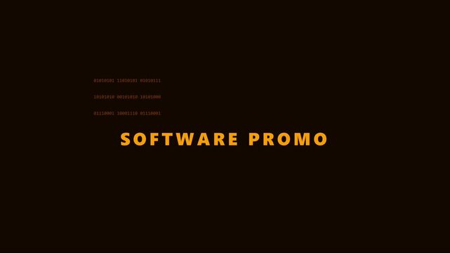 Software promo digital title animation with binary code 4k background, for tech presentations, and corporate branding