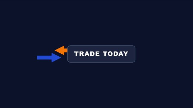 Trade today financial button animation with moving arrows for online trading and investment platforms 4k